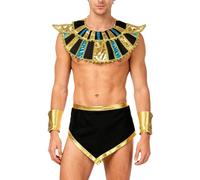 Rswnyirn Adult Roman Toga Fancy Dress for Men Greek God Caesar Halloween Cosplay Outfit Black XL