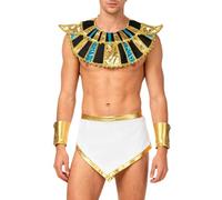 Rswnyirn Adult Roman Toga Fancy Dress for Men Greek God Caesar Halloween Cosplay Outfit White L
