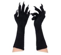 Rswnyirn Animal Paw Long Gloves With Fingernails Wolf Hairy Hands Gloves Mitts Werewolf Bear Fursuit Cosplay Accessory Black B One Size