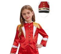 Rswnyirn Childrens Major Drummer Marching Band Costume Set with Tassel Jacket and Hat for Parade Red A 15-16 Years