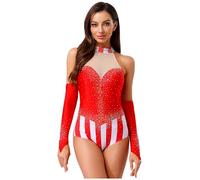 Rswnyirn Circus Ringmaster Costume For Womens Halloween Master Lion Tamer Bodysuit Fancy Dress Outfits Red L