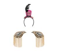 Rswnyirn Circus Ringmaster Majorette Hat Toy Soldier Hat Headband With Shoulder Epaulets For Men And Women Gold Rose Red One Size