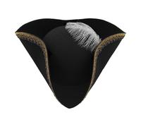 Rswnyirn Colonial Pirate Hat Distressed Captain Tricorn Flanging Brim Hat for Halloween Pirate Party