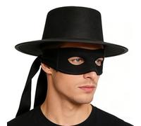 Rswnyirn Comics Hero Cape Black Top Hat Bandit Thief Mask Highwayman Robber Fancy Dress Masquerade Costume 2pcs Black One Size