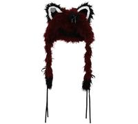 Rswnyirn Cute Plush Animal Hat Soft Cat Ears Hat with Ear Flap for Winter Plush Cap for Women Red One Size