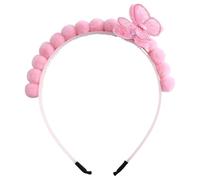 Rswnyirn Girls Butterfly Headbands with Colorful Plush Balls, Glitter Butterfly Floral Hair Bands Hair Accessories Pink One Size