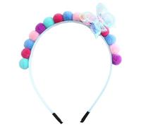 Rswnyirn Girls Butterfly Headbands with Colorful Plush Balls, Glitter Butterfly Floral Hair Bands Hair Accessories Blue One Size