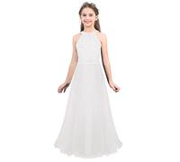 Rswnyirn Girls Kids Empire Waist Holiday Evening Dress Wedding Bridesmaid Chiffon Dress Junior Party Ball Gown Prom Ivory 11-12 Years