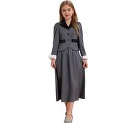 Rswnyirn Girls Pioneer Historical Costume Victorian Nanny Long Sleeve Formal Dress English Uniform Grey 7-8 Years