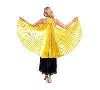 Rswnyirn Glittery Belly Dance Wings for Women Dance Costume Angel Wings Pleated Cape for Stage Show Gold One Size