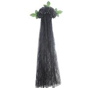 Rswnyirn Halloween Day Of The Dead Headpiece Gothic Floral Veil Mexican Headband Crown For Women Black One Size