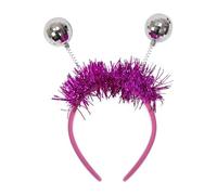 Rswnyirn Halloween Disco Ball Headband 70s Disco Tinsel Headwear for Women Christmas New Year Eve Party Hot Pink One Size