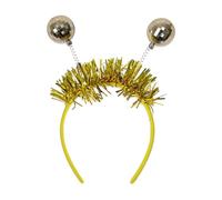 Rswnyirn Halloween Disco Ball Headband 70s Disco Tinsel Headwear for Women Christmas New Year Eve Party Gold One Size