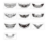Rswnyirn Halloween Scar Temporary Tattoos, Fake Bloody Wound Stitch Big Mouth Tattoo Stickers Zombie Makeup 10PCS/Set Black White One Size