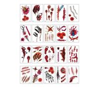 Rswnyirn Halloween Scar Temporary Tattoos, Fake Bloody Wound Stitch Big Mouth Tattoo Stickers Zombie Makeup 20PCS/Set One Size