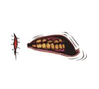 Rswnyirn Halloween Scar Temporary Tattoos, Fake Bloody Wound Stitch Big Mouth Tattoo Stickers Zombie Makeup Type 07 One Size