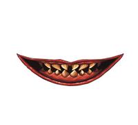 Rswnyirn Halloween Scar Temporary Tattoos, Fake Bloody Wound Stitch Big Mouth Tattoo Stickers Zombie Makeup Type 04 One Size