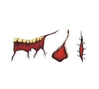 Rswnyirn Halloween Scar Temporary Tattoos, Fake Bloody Wound Stitch Big Mouth Tattoo Stickers Zombie Makeup Type 03 One Size