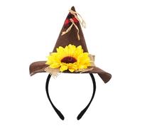 Rswnyirn Halloween Scarecrow Costume Set Wizard Felt Hat Cuff for Halloween Themed Party Dark Brown Headband One Size