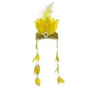 Rswnyirn Indian Feather Decorative Headpiece Hippie Native American Headband Gypsy Hair Accessory for Halloween Party Yellow One Size
