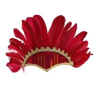 Rswnyirn Indian Feather Decorative Headpiece Hippie Native American Headband Gypsy Hair Accessory for Halloween Party Red One Size