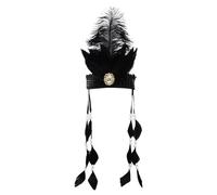 Rswnyirn Indian Feather Decorative Headpiece Hippie Native American Headband Gypsy Hair Accessory for Halloween Party Black One Size