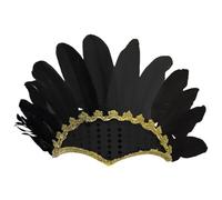 Rswnyirn Indian Feather Decorative Headpiece Hippie Native American Headband Gypsy Hair Accessory for Halloween Party Black Gold One Size