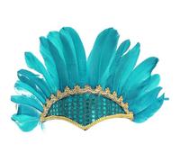 Rswnyirn Indian Feather Decorative Headpiece Hippie Native American Headband Gypsy Hair Accessory for Halloween Party Lake Blue One Size