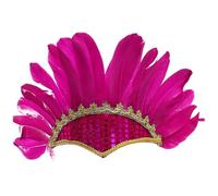 Rswnyirn Indian Feather Decorative Headpiece Hippie Native American Headband Gypsy Hair Accessory for Halloween Party Hot Pink One Size