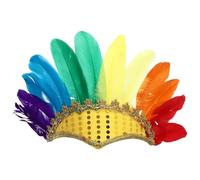 Rswnyirn Indian Feather Decorative Headpiece Hippie Native American Headband Gypsy Hair Accessory for Halloween Party Multicolor One Size