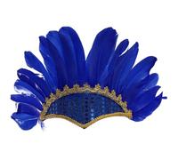 Rswnyirn Indian Feather Decorative Headpiece Hippie Native American Headband Gypsy Hair Accessory for Halloween Party Navy Blue One Size