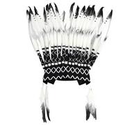 Rswnyirn Indian Feather Headdress Native American Headwear Chief Headpiece for Festival Carnival Party Black White 1 One Size