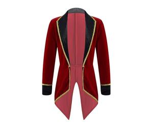 Rswnyirn Kids Boys/Girls Circus Ringmaster Tailcoat Halloween Carnival Magic Show Jacket Blazer Outfit Burgundy 15-16 Years