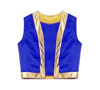 Rswnyirn Kids Boys Girls Game Character Role Play Waistcoat Open Front Vest Satin Arabian Prince Jacket Royal Blue 7-8 Years