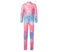 Rswnyirn Kids Girls Full Length Unitard Bodysuit Long Sleeve Gymnastics Leotard Mermaid Fish Scale Jumpsuit Type D 5-6 Years