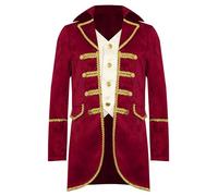 Rswnyirn Kids Gothic Prince Costume Victorian Medieval Long Sleeve Tailcoat Waistcoat Dresscoat Set Red 9-10 Years