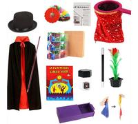 Rswnyirn Magic Tricks Set for Kids - Magician Costume Cloak & Magic Props, Top Hat, Fancy Dress & Magic Tricks Games Toy Type 2 One Size
