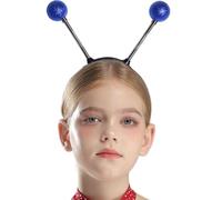 Rswnyirn Martian Antenna Headband, Glitter Light Up Balls Head Bopper, Glowing Alien Headpiece Blue One Size