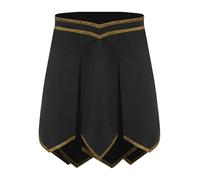 Rswnyirn Mens Medieval Kilt Costume Viking Soldier Armor Skirt Roman Gladiator Cosplay Halloween Outfit Black L