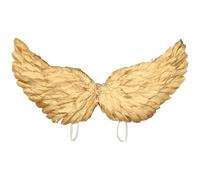Rswnyirn Metallic Glitter Feather Wings Angel Costume Accessory for Halloween Christmas Fancy Dress Gold M