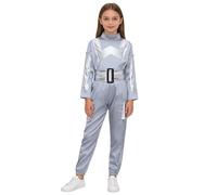 Rswnyirn Metallic Long Sleeve Jumpsuit for Kids Outer Space Robot Outfit Galaxy Alien Role Play Dress Up Carnival Party Silver 140