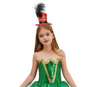 Rswnyirn Mini Circus Tophat Headband Ringmaster Feather Fascinator for 1920s Majorette Costume Party Red One Size
