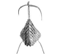 Rswnyirn Punk Metal Chainmail Mask Head Chain Scale Mail Face Jewelry For Masquerade Fancy Dress Silver One Size
