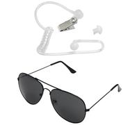 Rswnyirn Secret Service Cosplay Set Spy Sunglass Earplugs Work Brand Tie Hat for Halloween Cosplay Party Type A One Size