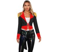 Rswnyirn Women Ring Master Tailcoat Circus Magician Jacket Tuxedo Halloween Party Costume Performance Black S