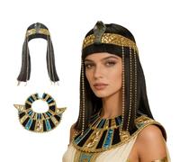 Rswnyirn Womens Cleopatra Headpiece, Egyptian Queen Headdress Halloween Costume Accessory 3-Piece One Size