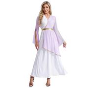 Rswnyirn Womens Greek Nymph Costume Toga Roman Forest Dress Adult Halloween Party Lavender L