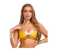 Rswnyirn Womens Pcs Sparkling Sequin Fringe Crop Top Outfits Egyptian Queen Cosplay Costume Set Yellow S