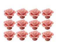 RSWZSFL 12 Pcs Dresser Knobs Ceramic Rose Flower Door Handle Cabinet Knobs Cupboard Drawer Pulls Handles Furniture Knob for Dresser Kitchen Cabinet (Pink)