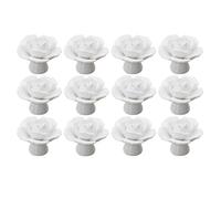 RSWZSFL 12 Pcs Dresser Knobs Ceramic Rose Flower Door Handle Cabinet Knobs Cupboard Drawer Pulls Handles Furniture Knob for Dresser Kitchen Cabinet (White)